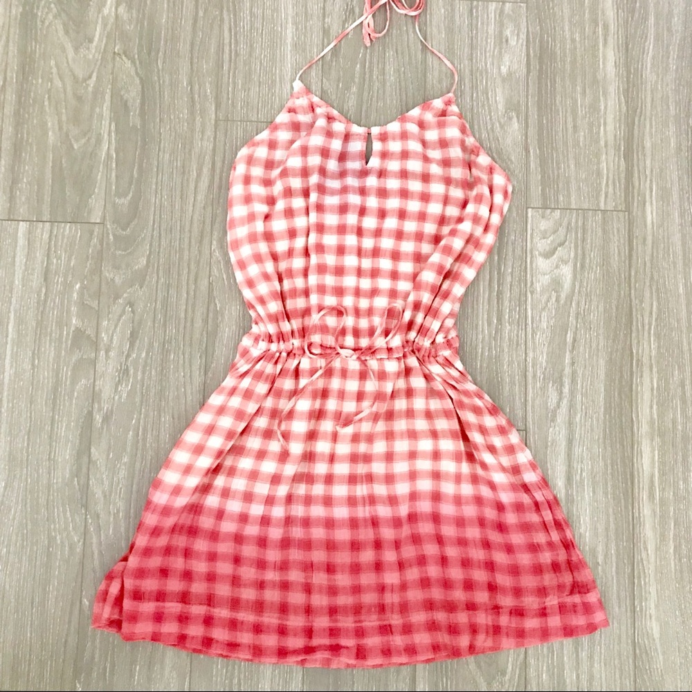 C&C California Pink Halter Checkered Dress Size L